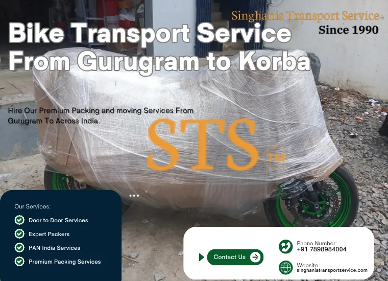 singhania bike transport service from gurugram to korba